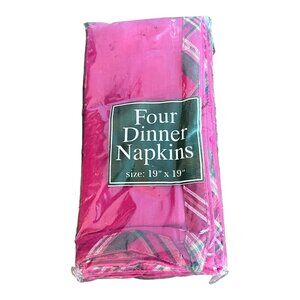 NOS Bardwil Linens 4 Dinner Napkins 19X19 Red Plaid Cotton NEW Sealed Holiday